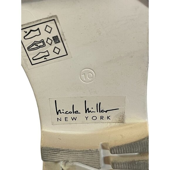 Nicole Miller Women's Black Leather Pocas Chunky Wedge Ankle Boot Size 10 - Picture 10 of 12